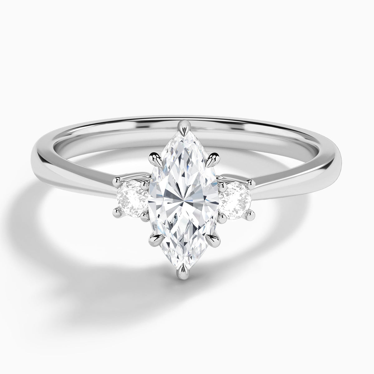 Marquise Mona Three Stone Lab Grown Diamond Engagement Ring In Platinum - Lucenjuri