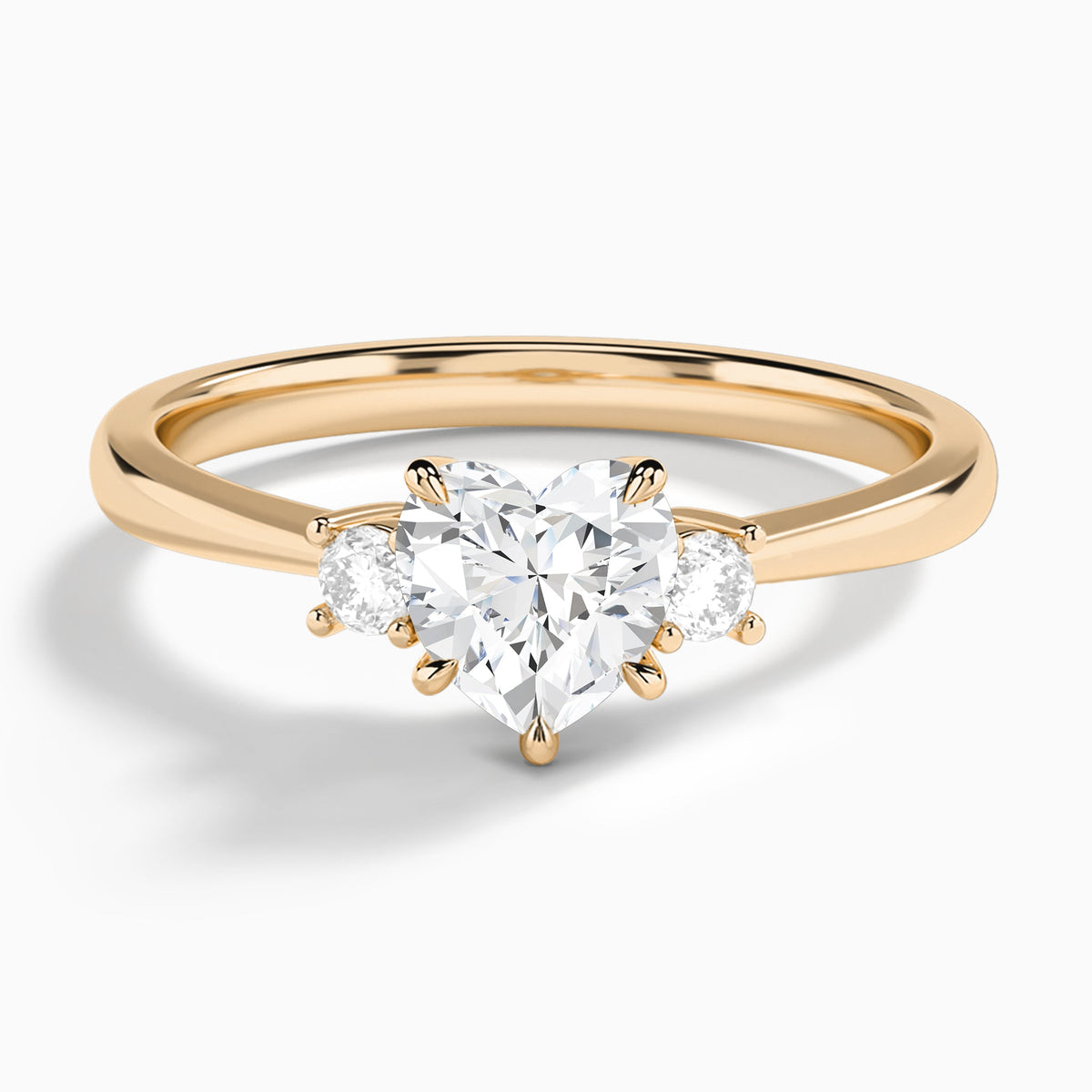 Heart Mona Three Stone Lab Diamond Engagement Ring In 14K Rose Gold - Lucenjuri