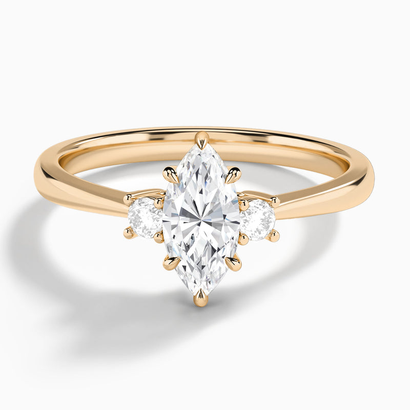 Marquise Mona Three Stone Lab Diamond Engagement Ring In 14K Rose Gold - Lucenjuri