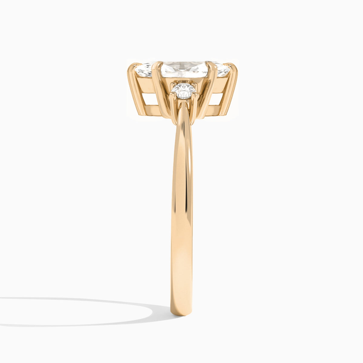 Marquise Mona Three Stone Lab Diamond Engagement Ring In 14K Rose Gold, Side View
