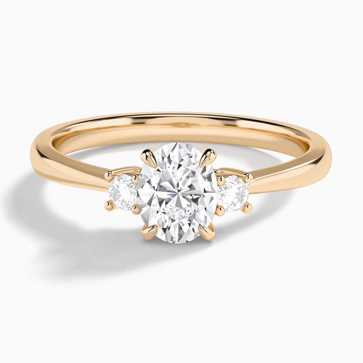 Oval Mona Three Stone Lab Diamond Engagement Ring In 14K Rose Gold - Lucenjuri