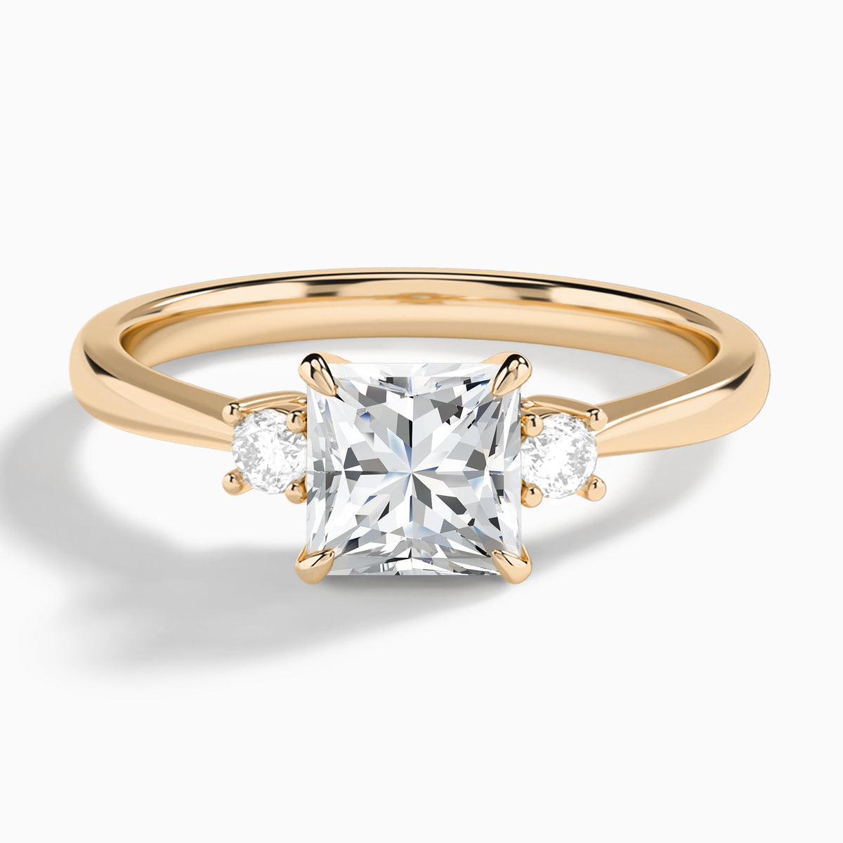 Princess Mona Three Stone Lab Diamond Engagement Ring In 14K Rose Gold - Lucenjuri
