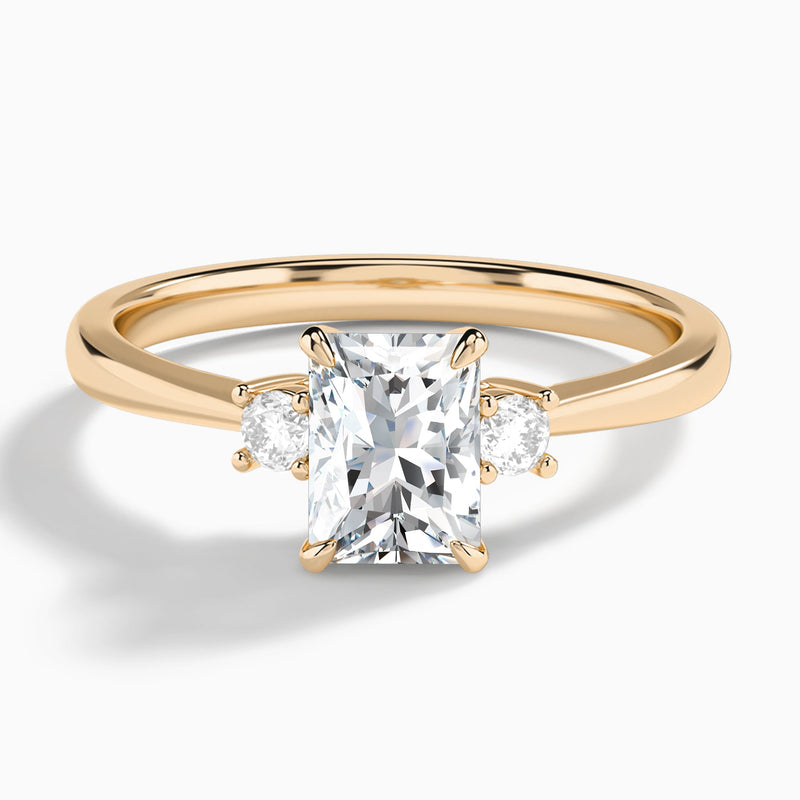 Radiant Mona Three Stone Lab Diamond Engagement Ring In 14K Rose Gold - Lucenjuri