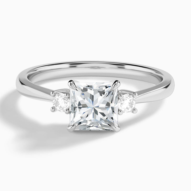Princess Mona Three Stone Lab Diamond Engagement Ring In 14K White Gold - Lucenjuri