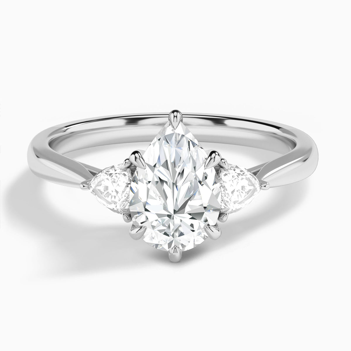 Pear Luxe Trillion Cut Three Stone Lab Diamond Engagement Ring In Platinum - Lucenjuri