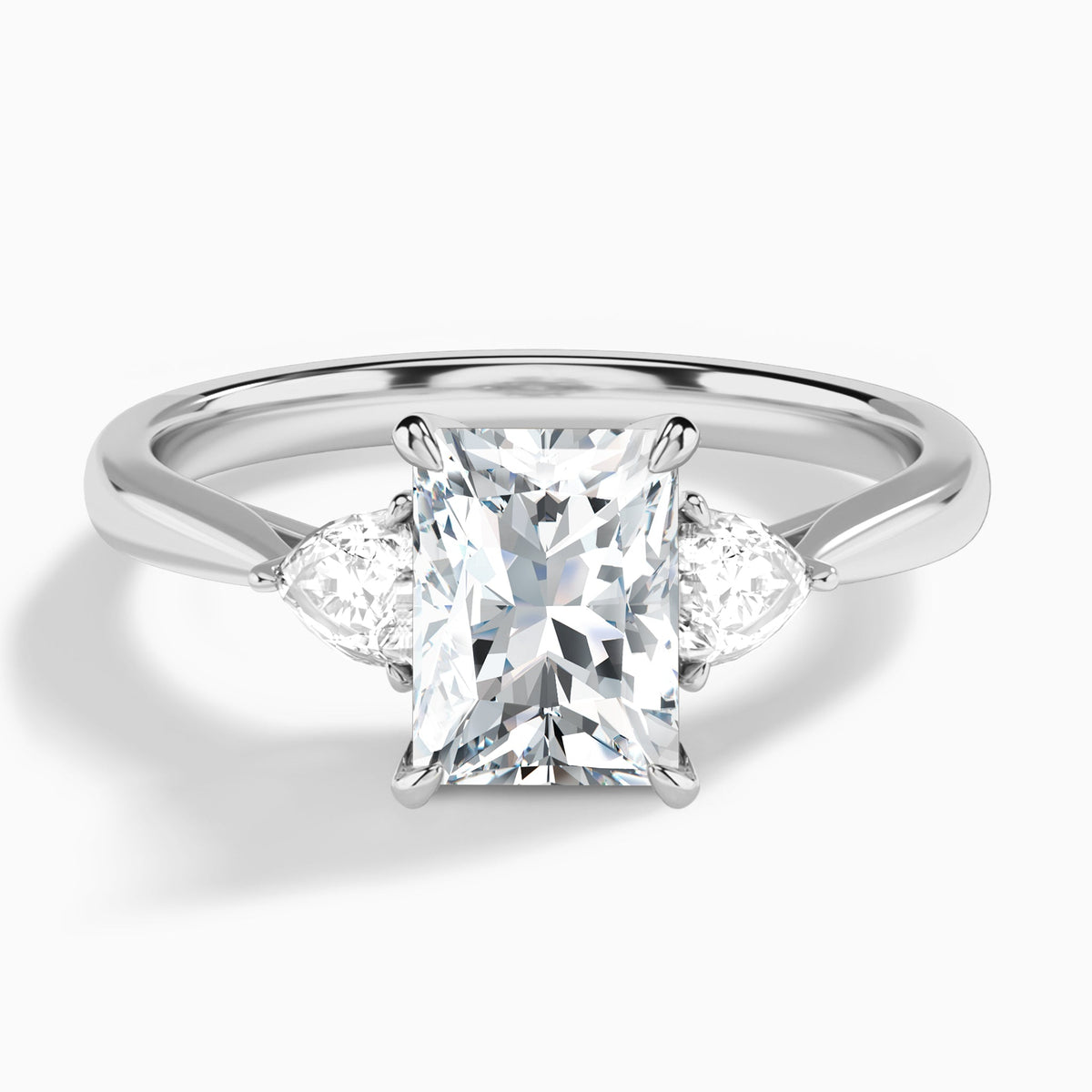 Radiant Luxe Trillion Cut Three Stone Lab Diamond Engagement Ring In Platinum - Lucenjuri