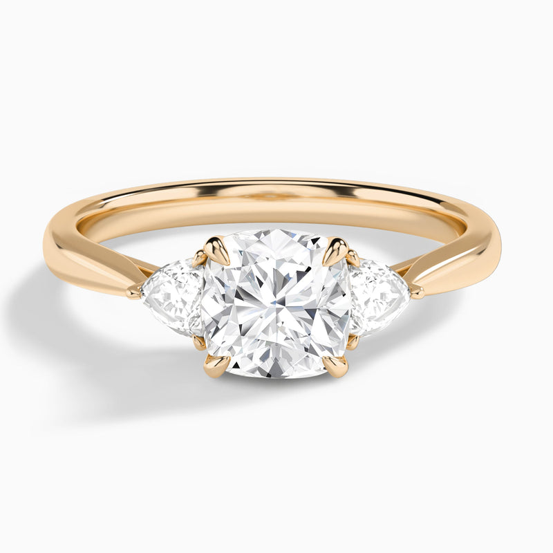 Cushion Luxe Trillion Cut Three Stone Lab Diamond Engagement Ring In 14K Rose Gold - Lucenjuri