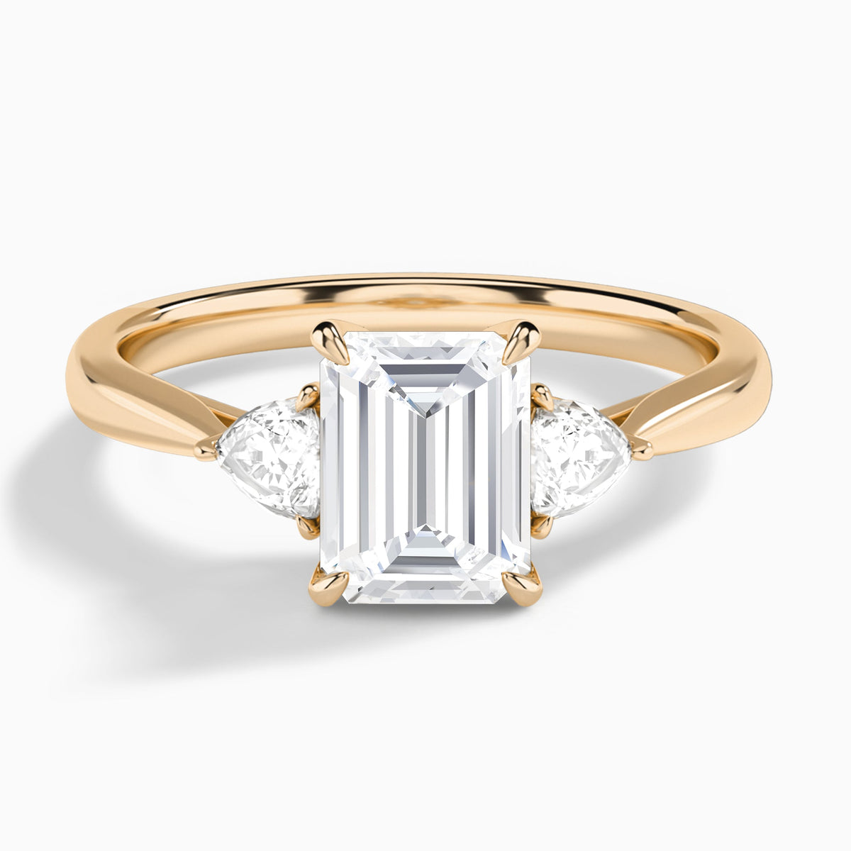 Emerald Luxe Trillion Cut Three Stone Lab Diamond Engagement Ring In 14K Rose Gold - Lucenjuri