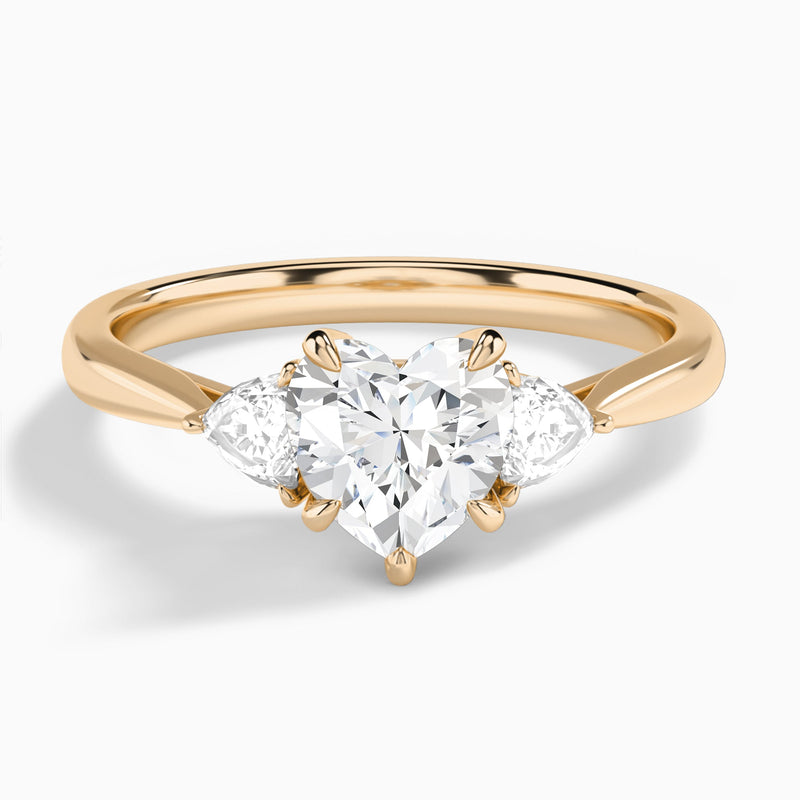Heart Luxe Trillion Cut Three Stone Lab Diamond Engagement Ring In 14K Rose Gold - Lucenjuri