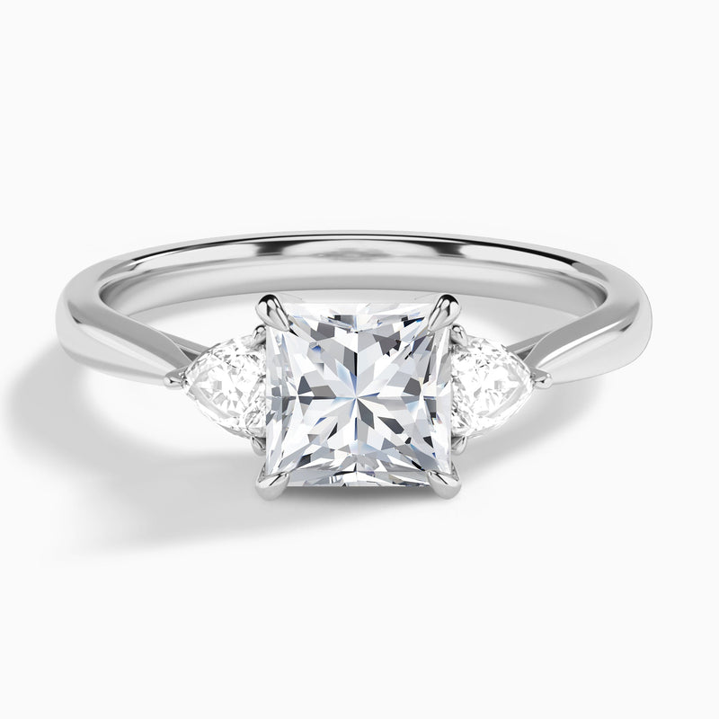 Princess Luxe Trillion Cut Three Stone Lab Diamond Engagement Ring In 14K White Gold - Lucenjuri