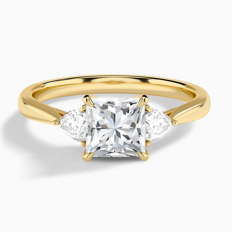 Princess Luxe Trillion Cut Three Stone Lab Diamond Engagement Ring In 14K Yellow Gold - Lucenjuri