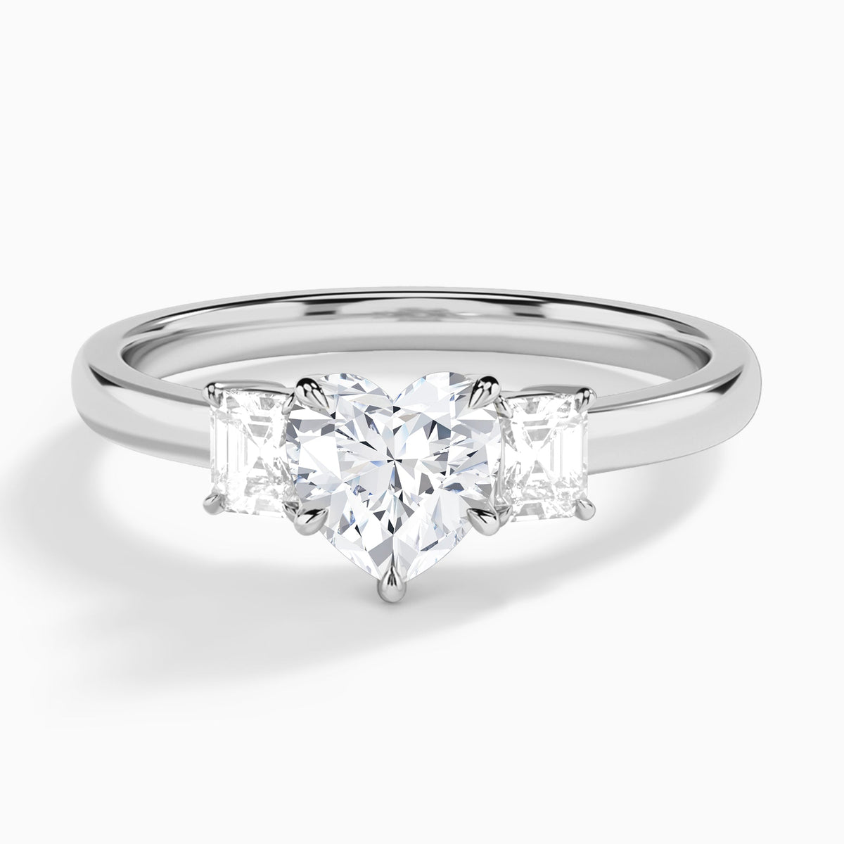 Heart Hera Three Stone Lab Grown Diamond Engagement Ring In Platinum - Lucenjuri