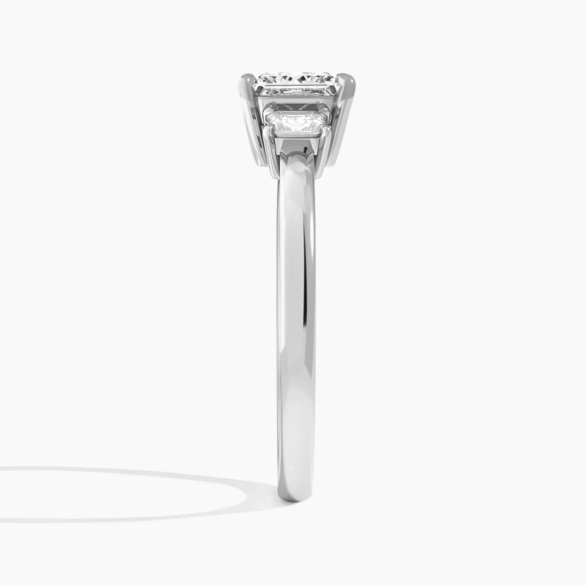 Princess Hera Three Stone Lab Grown Diamond Engagement Ring In Platinum, Side View