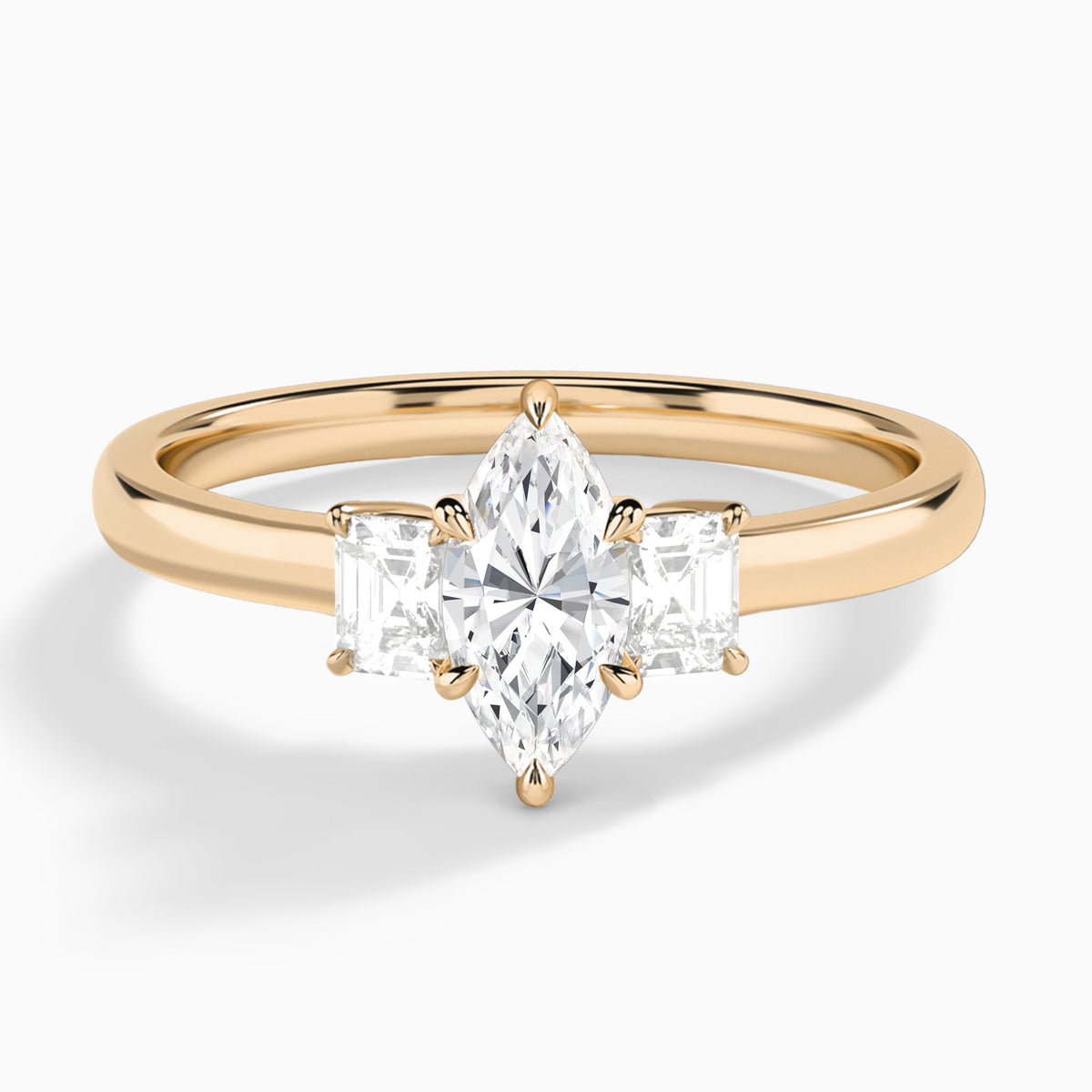 Marquise Hera Three Stone Lab Diamond Engagement Ring In 14K Rose Gold - Lucenjuri