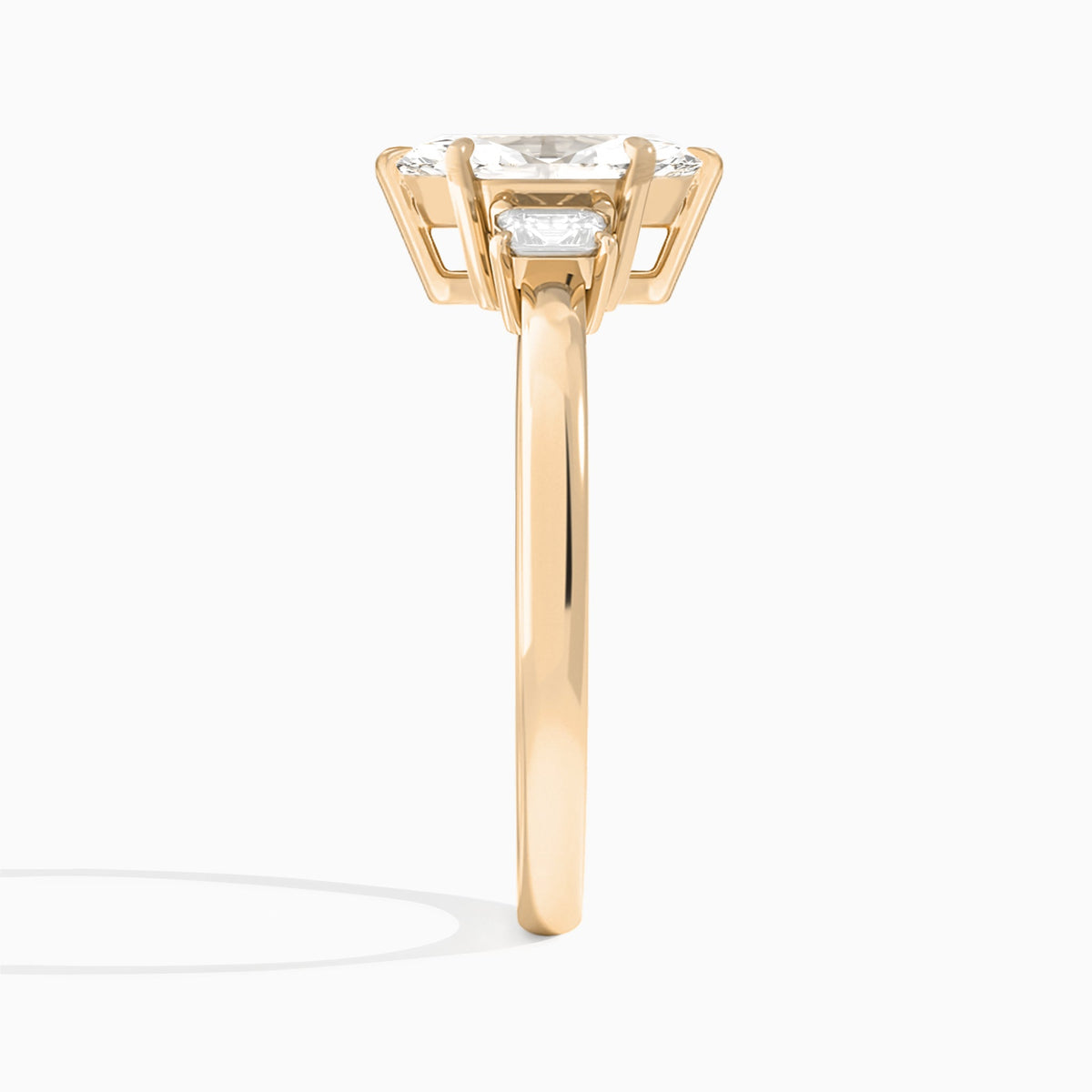 Marquise Hera Three Stone Lab Diamond Engagement Ring In 14K Rose Gold, Side View