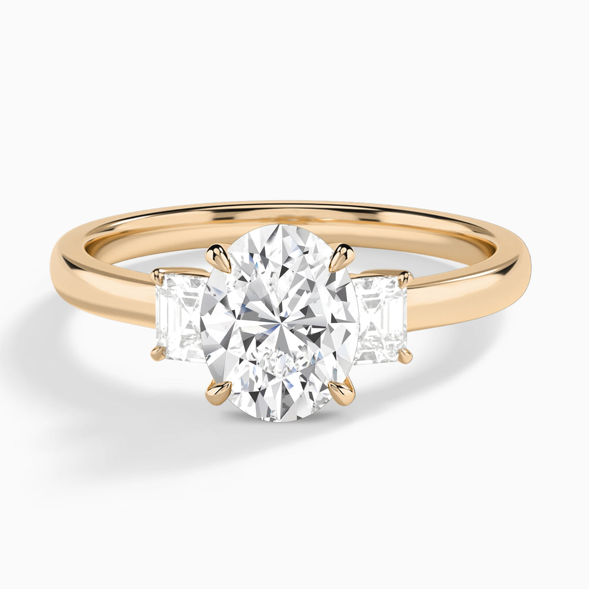 Oval Hera Three Stone Lab Diamond Engagement Ring In 14K Rose Gold - Lucenjuri