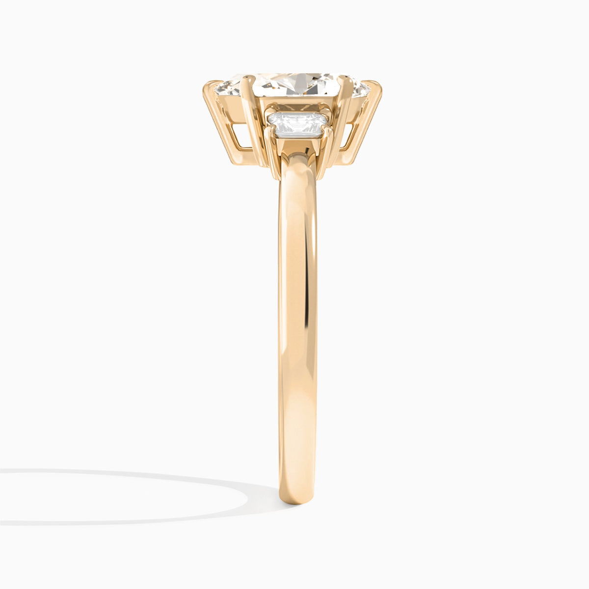 Pear Hera Three Stone Lab Diamond Engagement Ring In 14K Rose Gold, Side View