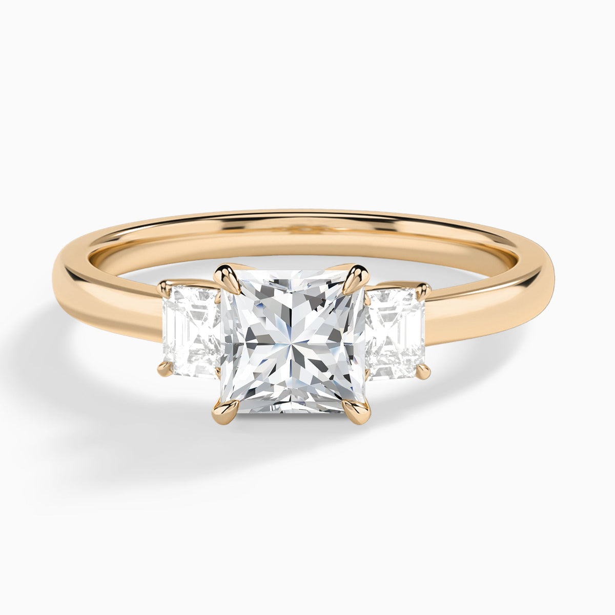 Princess Hera Three Stone Lab Diamond Engagement Ring In 14K Rose Gold - Lucenjuri