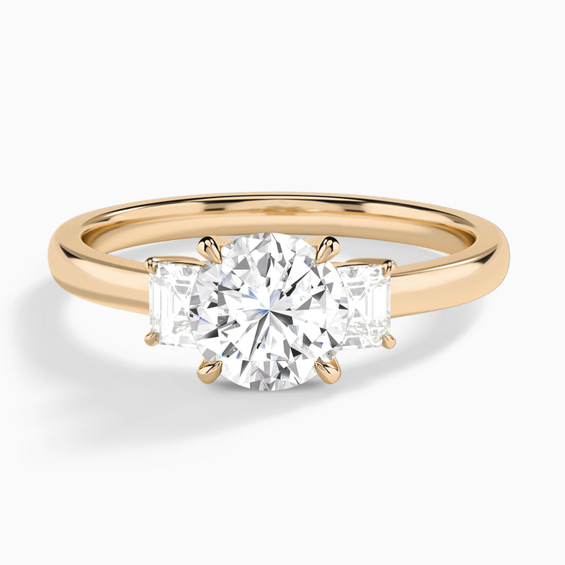 Round Hera Three Stone Lab Diamond Engagement Ring In 14K Rose Gold - Lucenjuri