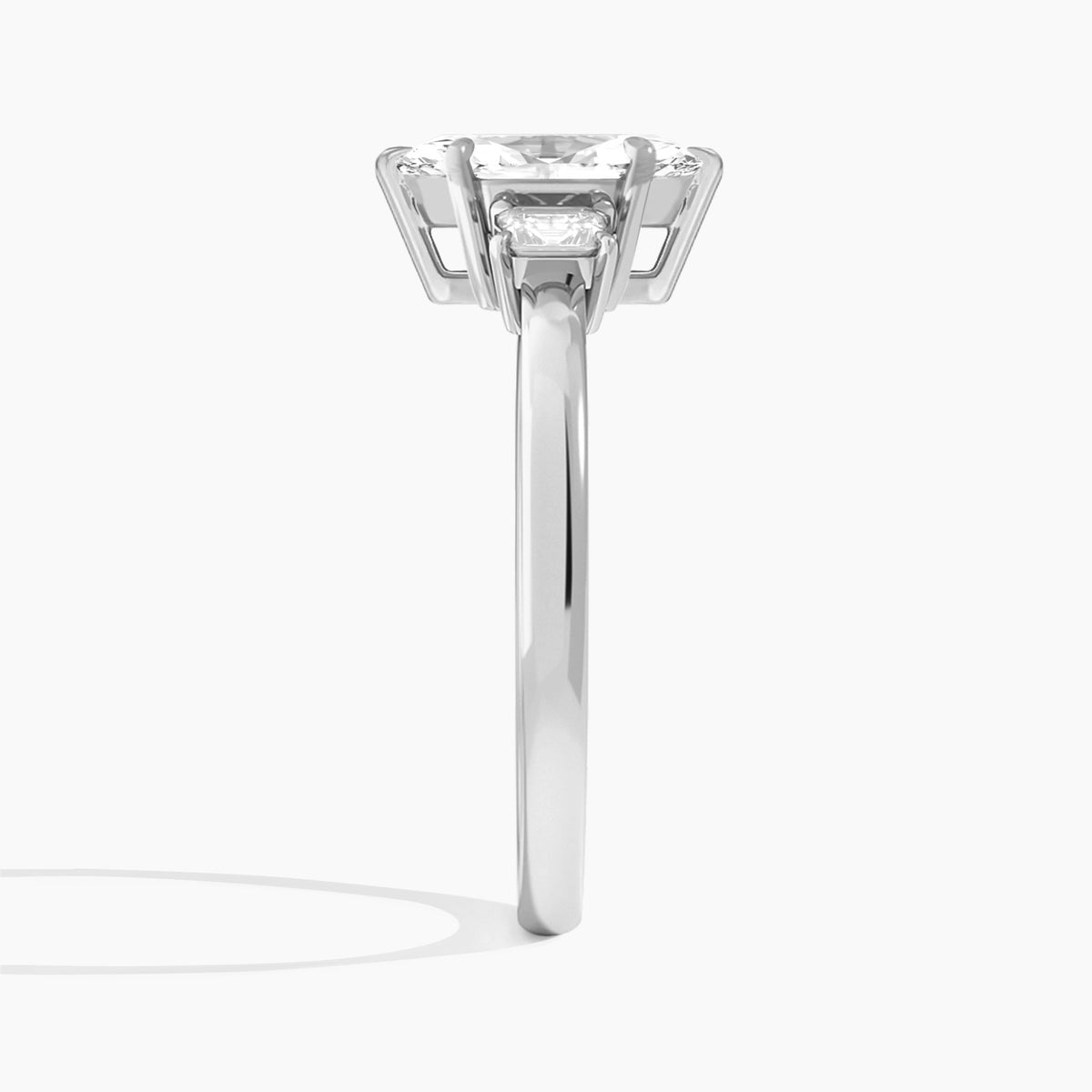 Marquise Hera Three Stone Lab Diamond Engagement Ring In 18K White Gold, Side View