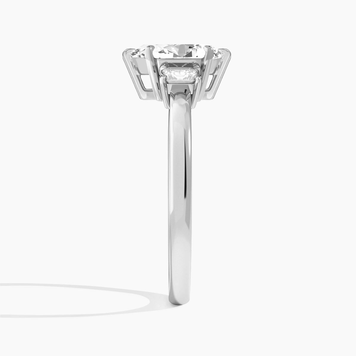 Pear Hera Three Stone Lab Diamond Engagement Ring In 18K White Gold, Side View