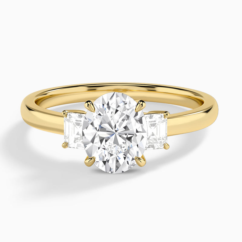Oval Hera Three Stone Lab Diamond Engagement Ring In 14K Yellow Gold - Lucenjuri