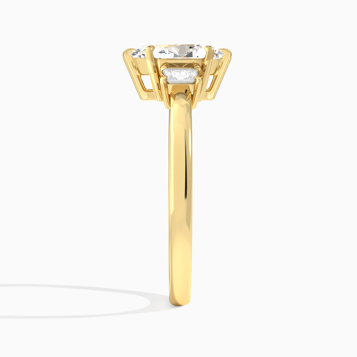 Pear Hera Three Stone Lab Diamond Engagement Ring In 14K Yellow Gold, Side View