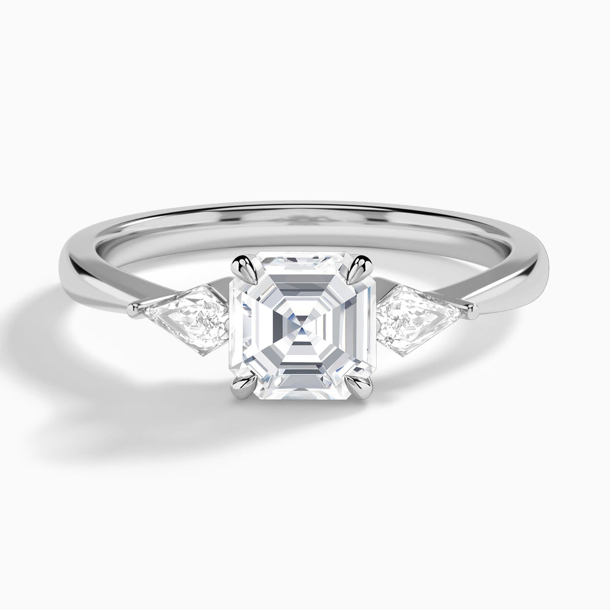 Asscher Luxe Ciana Three Stone Lab Diamond Engagement Ring In Platinum - Lucenjuri