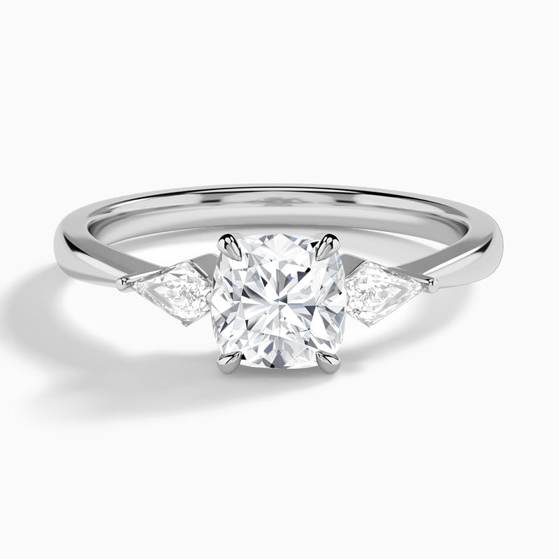 Cushion Luxe Ciana Three Stone Lab Diamond Engagement Ring In Platinum - Lucenjuri