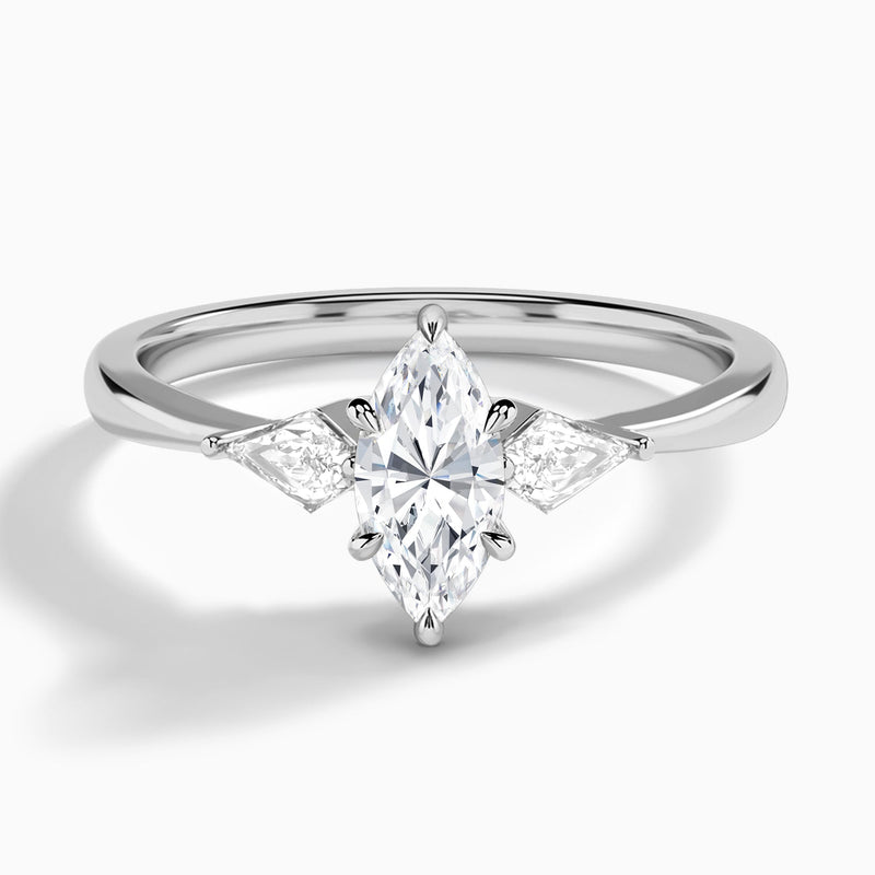 Marquise Luxe Ciana Three Stone Lab Diamond Engagement Ring In Platinum - Lucenjuri