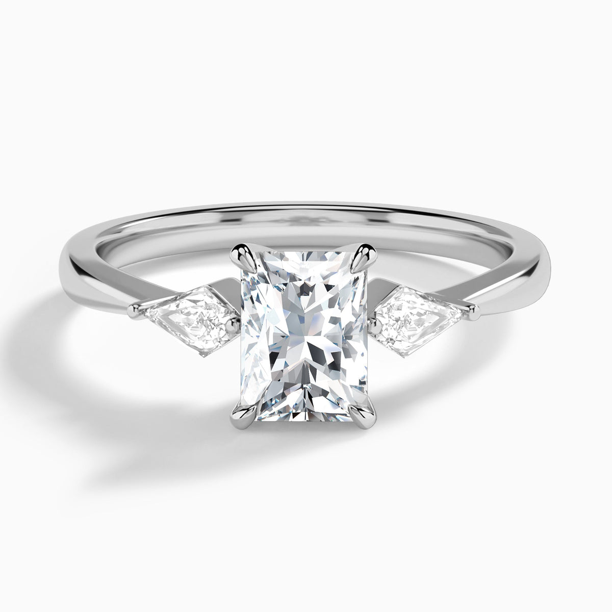 Radiant Luxe Ciana Three Stone Lab Diamond Engagement Ring In Platinum - Lucenjuri