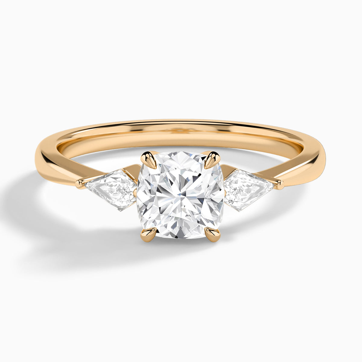 Cushion Luxe Ciana Three Stone Lab Diamond Engagement Ring In 14K Rose Gold - Lucenjuri