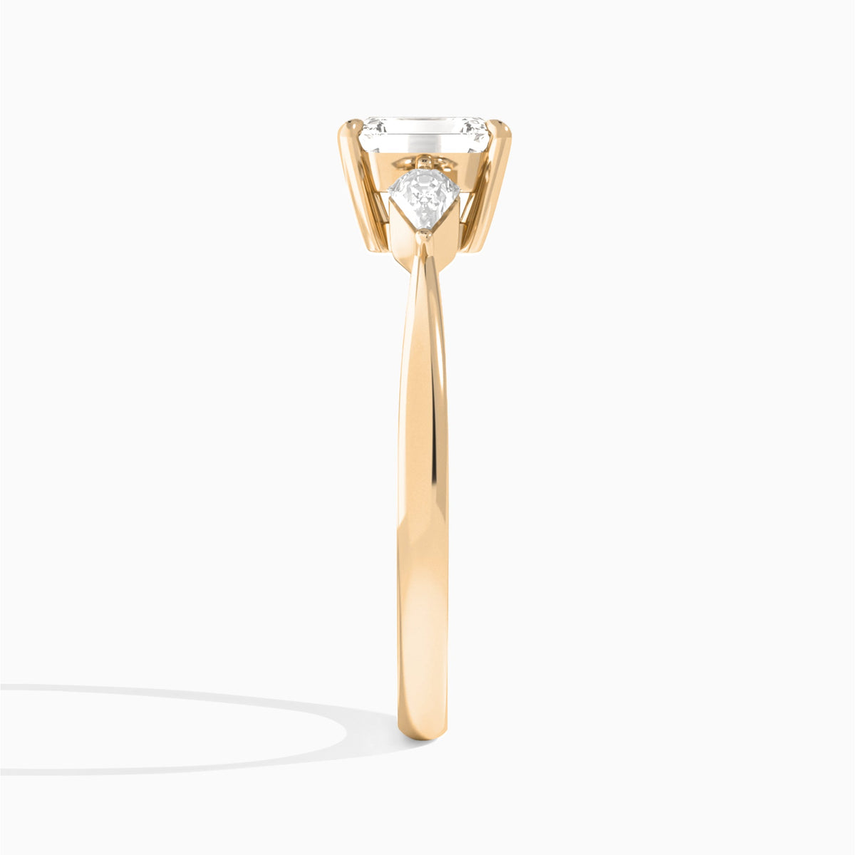 Emerald Luxe Ciana Three Stone Lab Diamond Engagement Ring In 14K Rose Gold, Side View