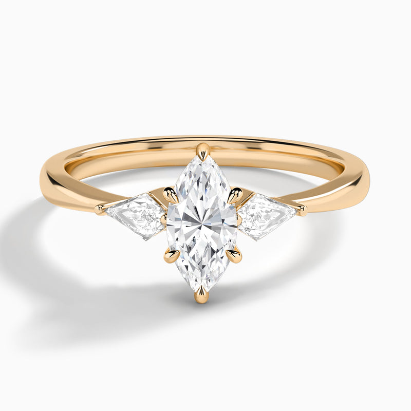 Marquise Luxe Ciana Three Stone Lab Diamond Engagement Ring In 14K Rose Gold - Lucenjuri