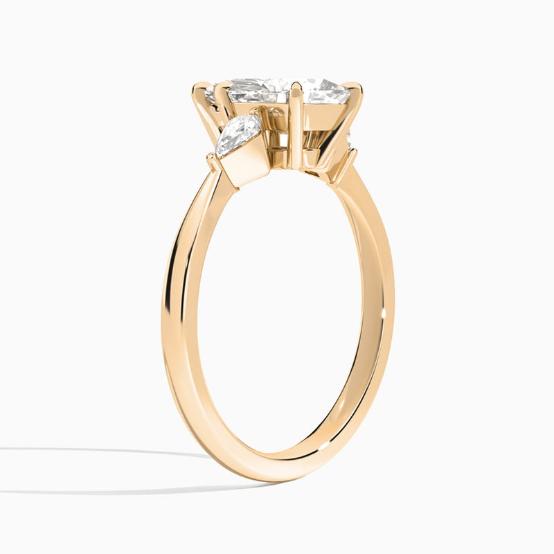 Marquise Luxe Ciana Three Stone Lab Diamond Engagement Ring In 14K Rose Gold, Angle View