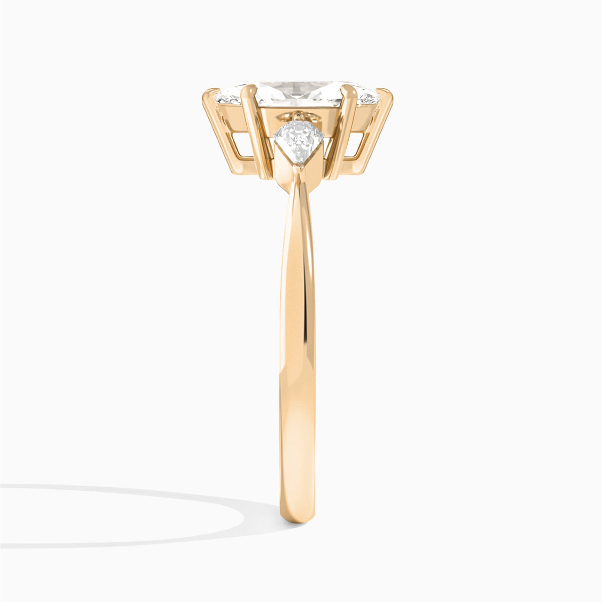 Marquise Luxe Ciana Three Stone Lab Diamond Engagement Ring In 14K Rose Gold, Side View