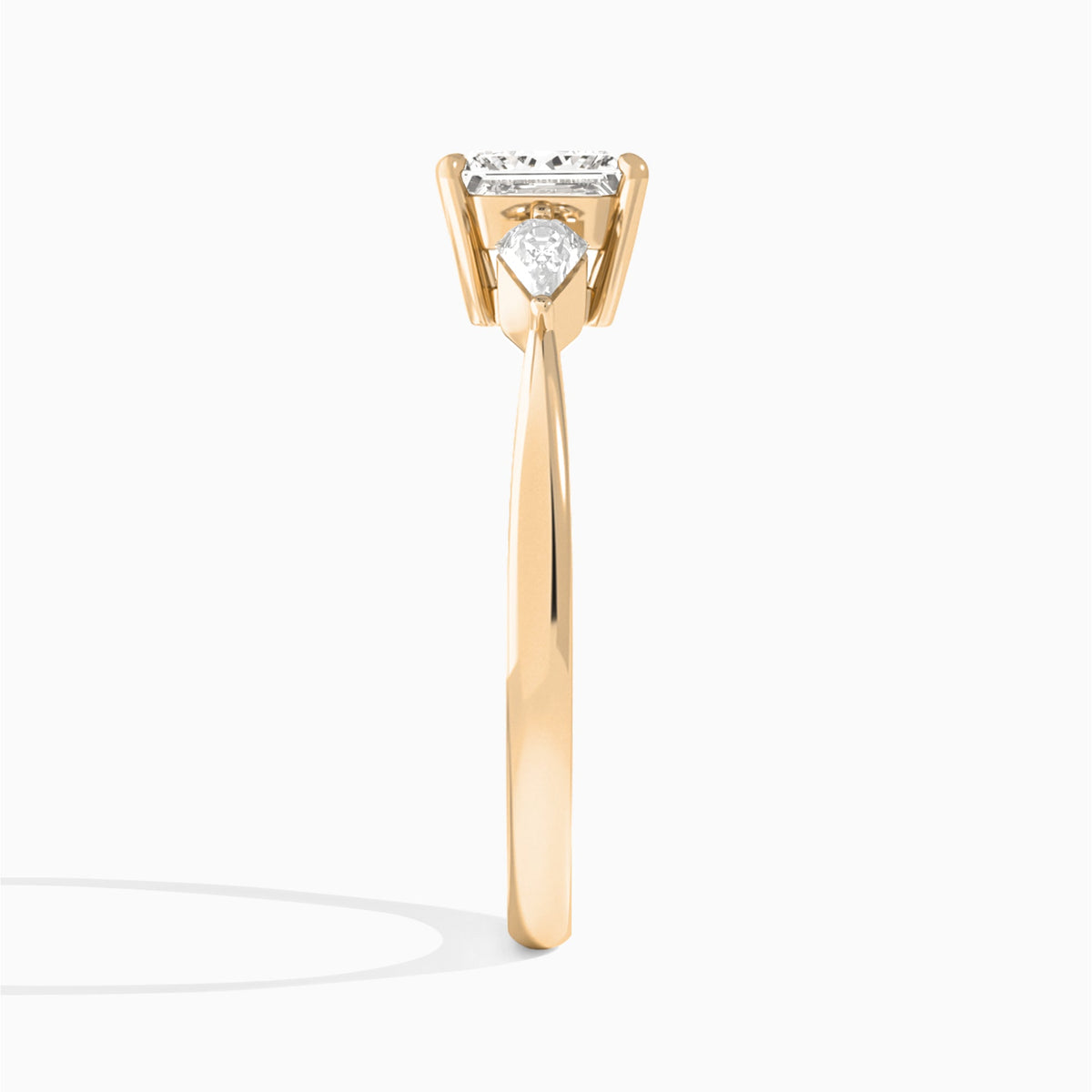 Princess Luxe Ciana Three Stone Lab Diamond Engagement Ring In 14K Rose Gold, Side View