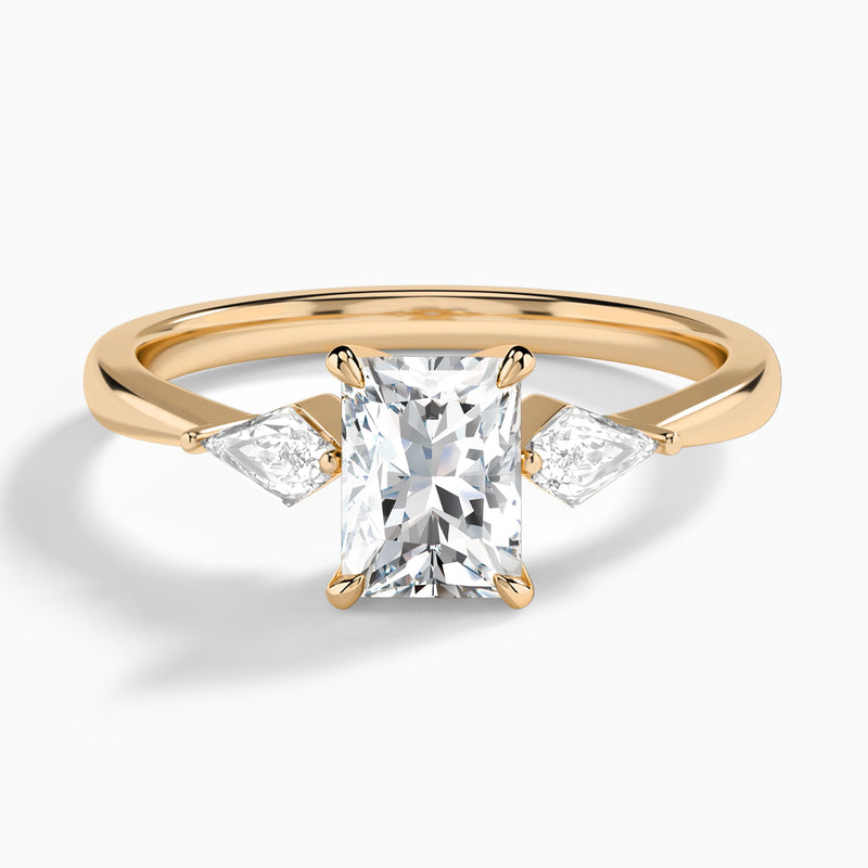 Radiant Luxe Ciana Three Stone Lab Diamond Engagement Ring In 14K Rose Gold - Lucenjuri