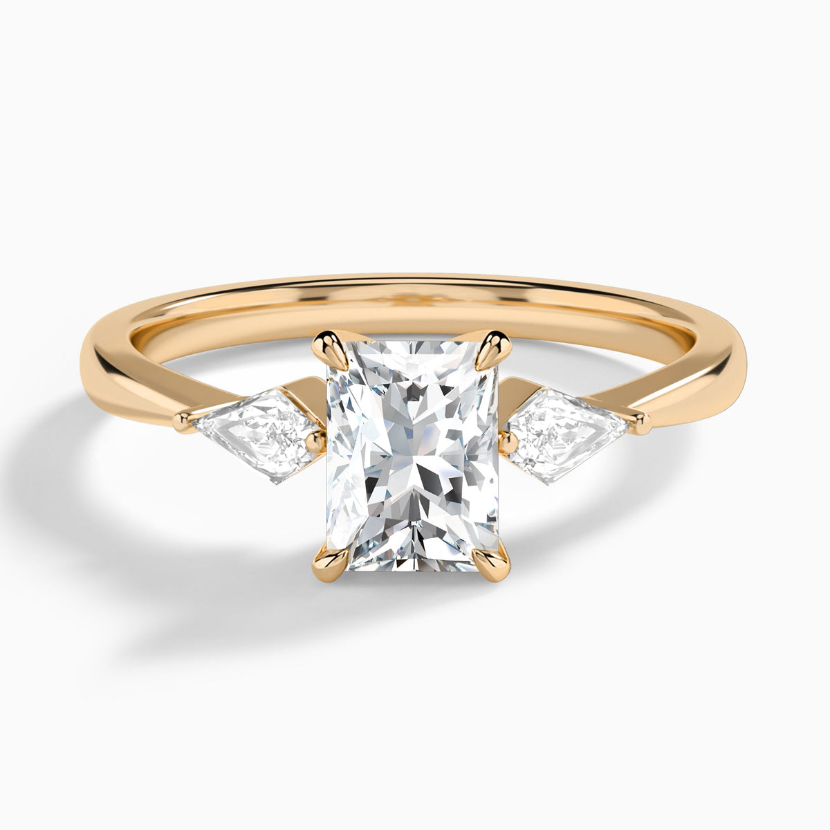 Radiant Luxe Ciana Three Stone Lab Diamond Engagement Ring In 14K Rose Gold - Lucenjuri