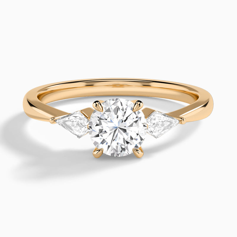 Round Luxe Ciana Three Stone Lab Diamond Engagement Ring In 14K Rose Gold - Lucenjuri
