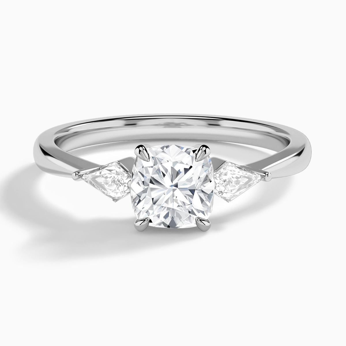 Cushion Luxe Ciana Three Stone Lab Diamond Engagement Ring In 14K White Gold - Lucenjuri