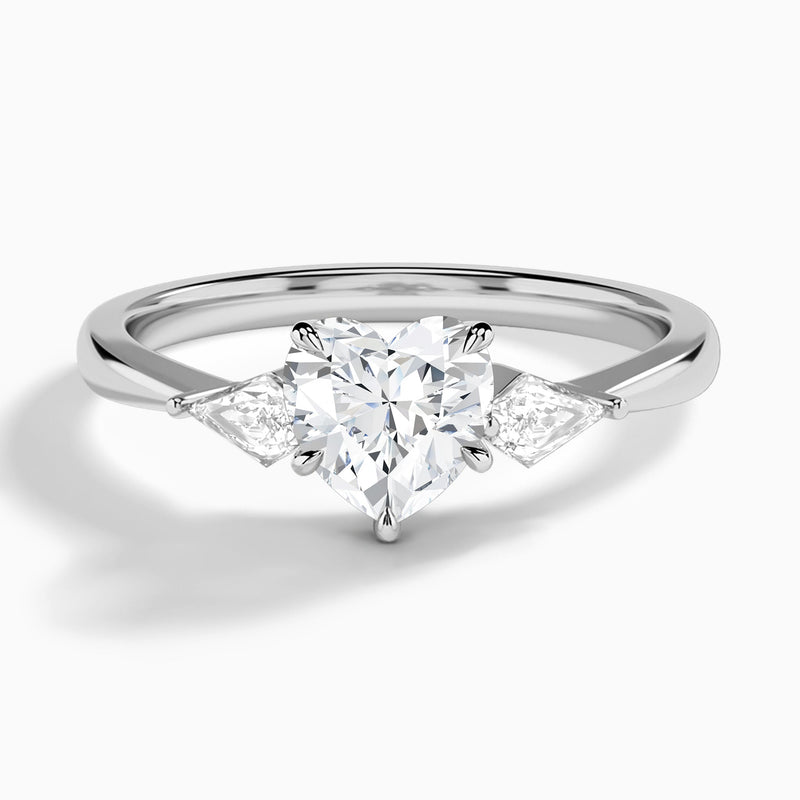 Heart Luxe Ciana Three Stone Lab Diamond Engagement Ring In 14K White Gold - Lucenjuri