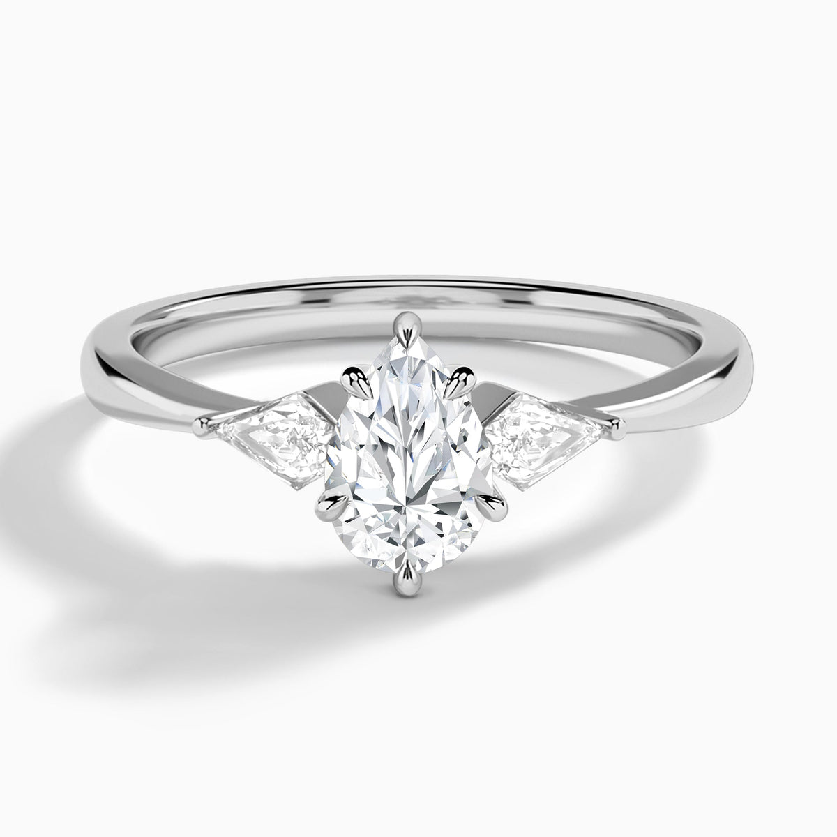 Pear Luxe Ciana Three Stone Lab Diamond Engagement Ring In 18K White Gold - Lucenjuri