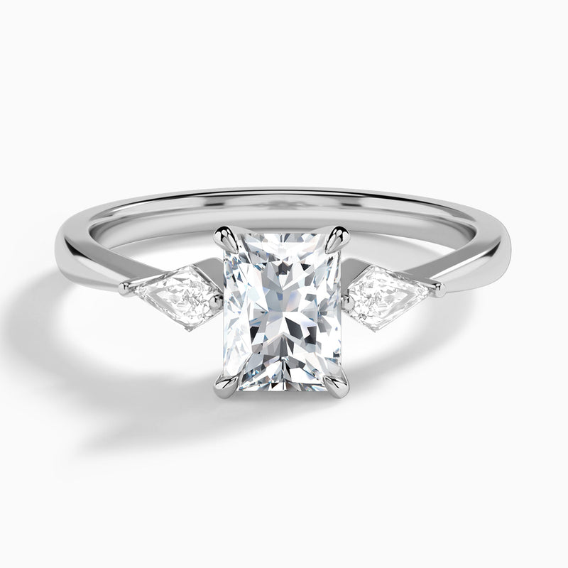 Radiant Luxe Ciana Three Stone Lab Diamond Engagement Ring In 14K White Gold - Lucenjuri