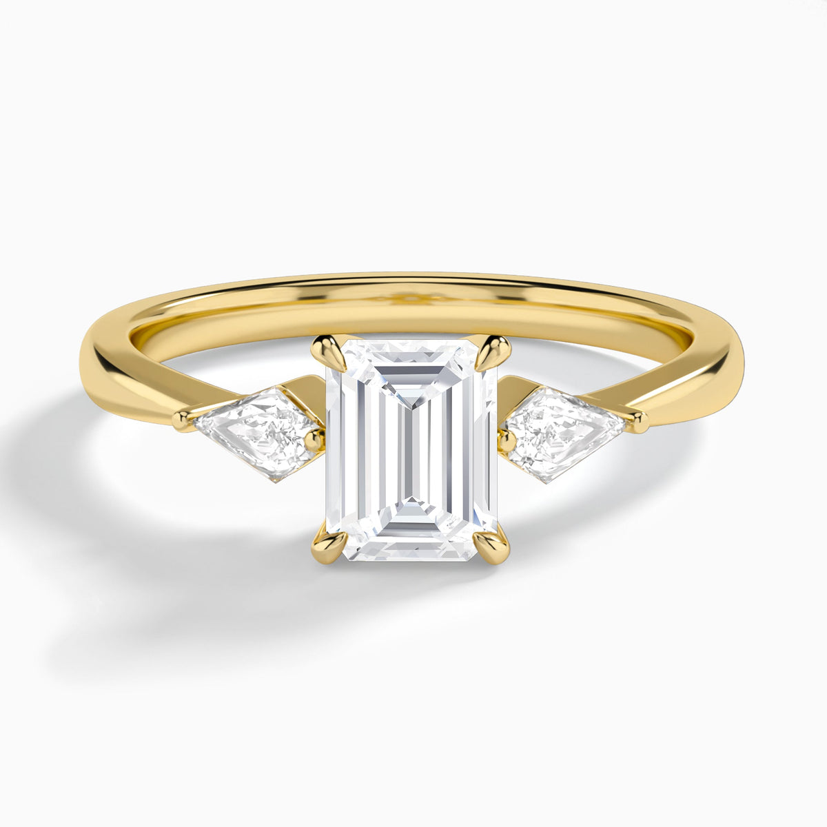 Emerald Luxe Ciana Three Stone Lab Diamond Engagement Ring In 18K Yellow Gold - Lucenjuri