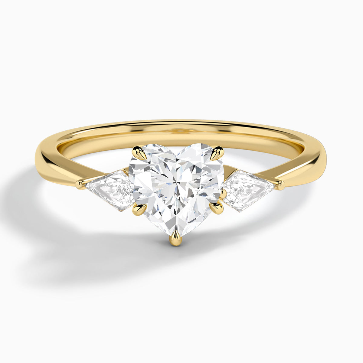 Heart Luxe Ciana Three Stone Lab Diamond Engagement Ring In 18K Yellow Gold - Lucenjuri