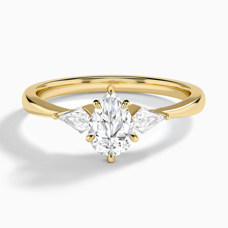 Pear Luxe Ciana Three Stone Lab Diamond Engagement Ring In 18K Yellow Gold - Lucenjuri