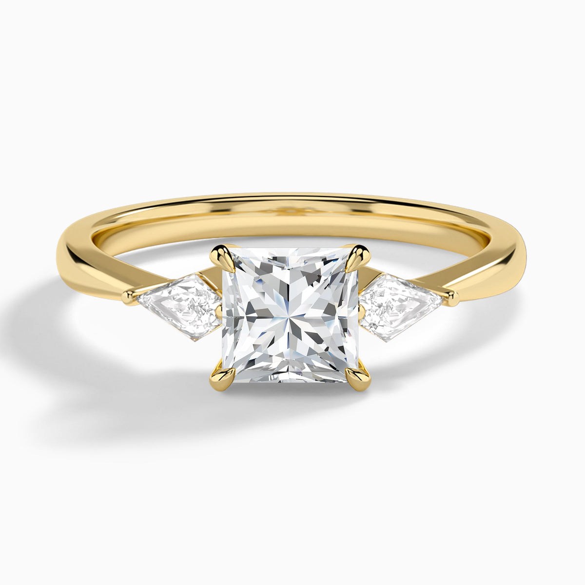 Princess Luxe Ciana Three Stone Lab Diamond Engagement Ring In 14K Yellow Gold - Lucenjuri