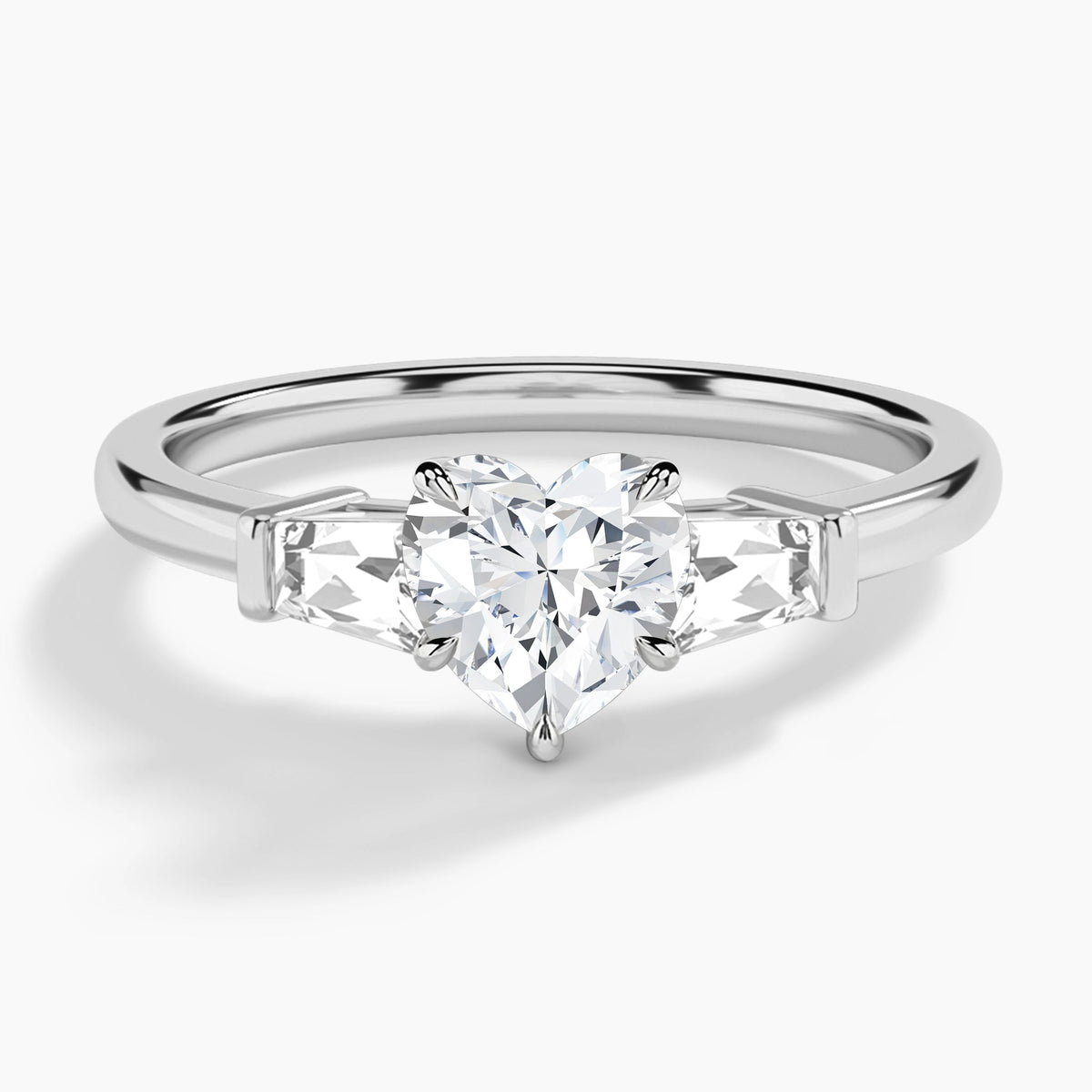 Heart Thora Three Stone Lab Grown Diamond Engagement Ring In Platinum - Lucenjuri