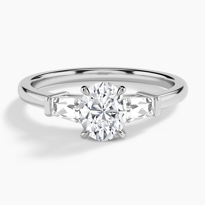 Oval Thora Three Stone Lab Grown Diamond Engagement Ring In Platinum - Lucenjuri